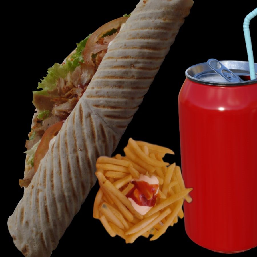 2 Pizzas Turcas + Patatas + Coca-Cola Sabor Original botella 1L.