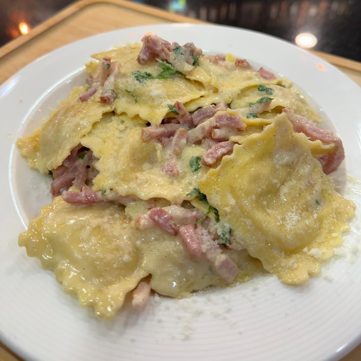 Ravioli a la carbonara