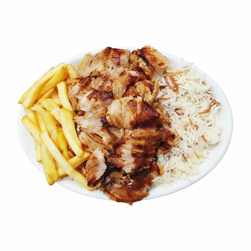 Plato Döner Kebab Con Arroz y Patatas 