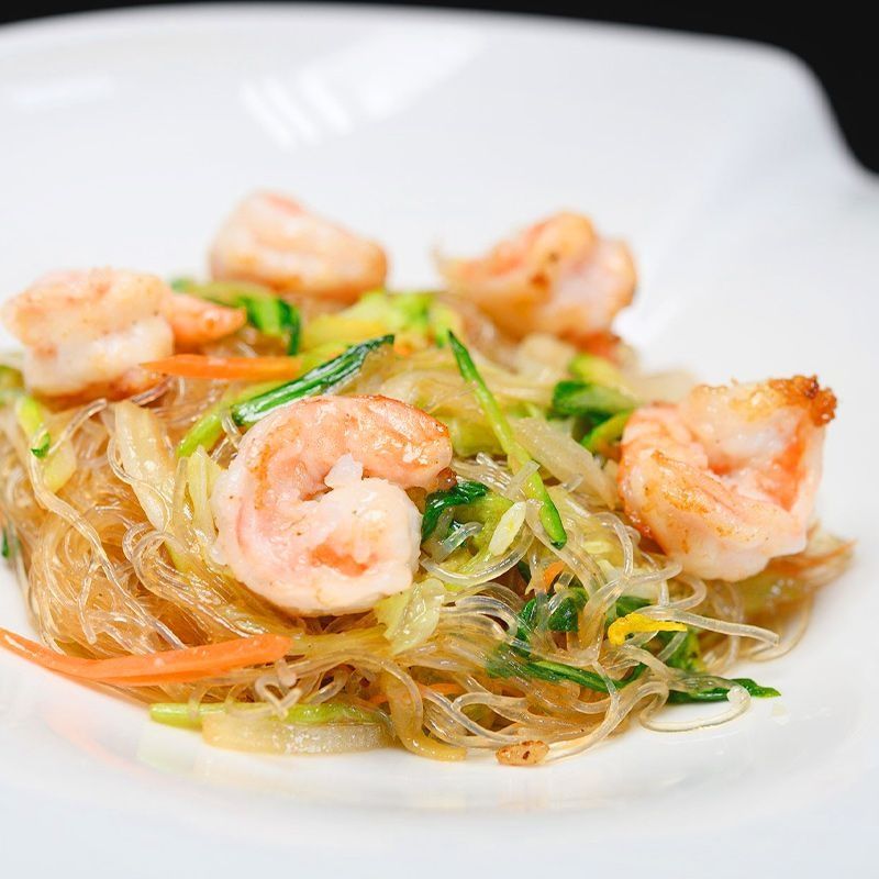 142-Spaghetti di soia con gamberi e verdure