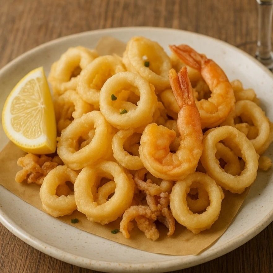 Fritto di calamari e gamberi 
