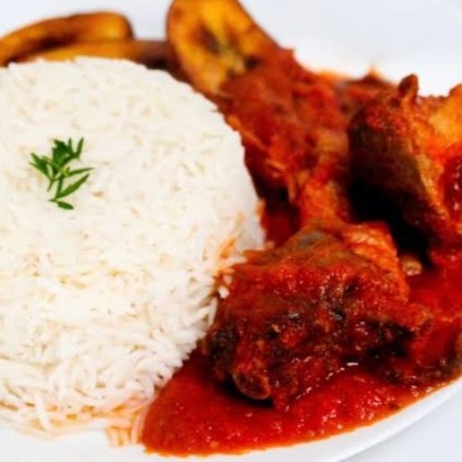 White rice with beef stew