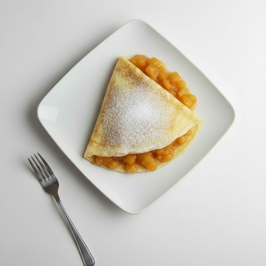Naleśnik z musem jabłkowym i cukrem pudrem