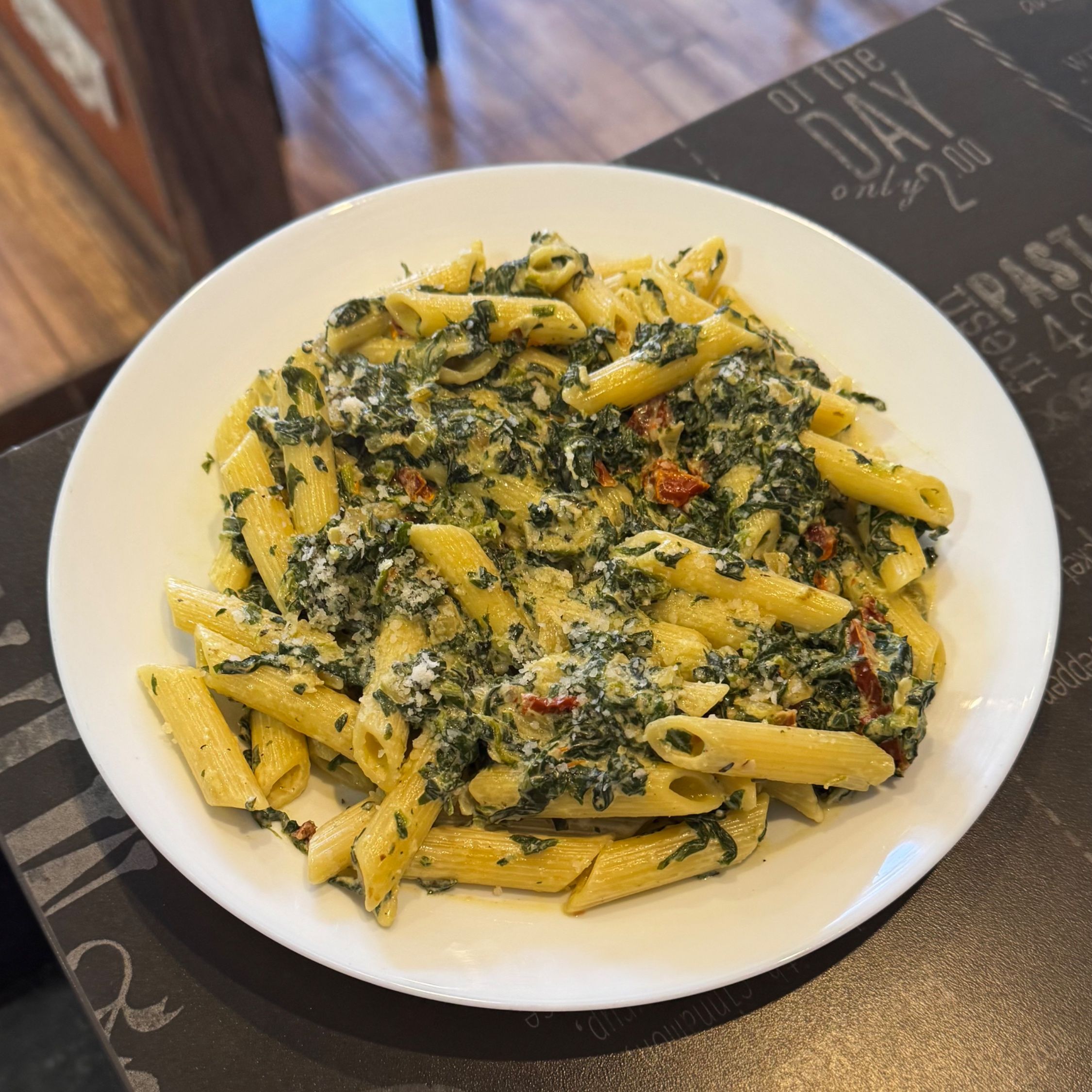 Penne ze szpinakiem