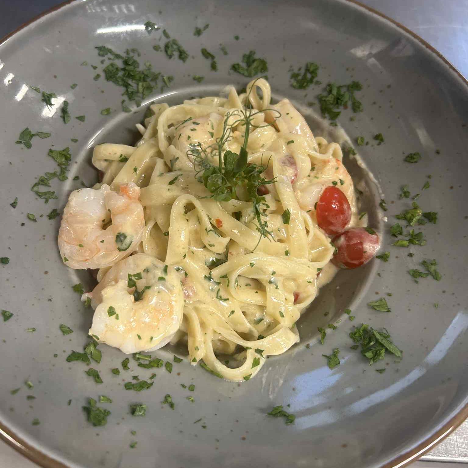 Tagiatelle z krewetkami