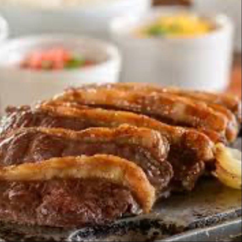 Picanha c/ arroz, feijão preto, batata 1 dose