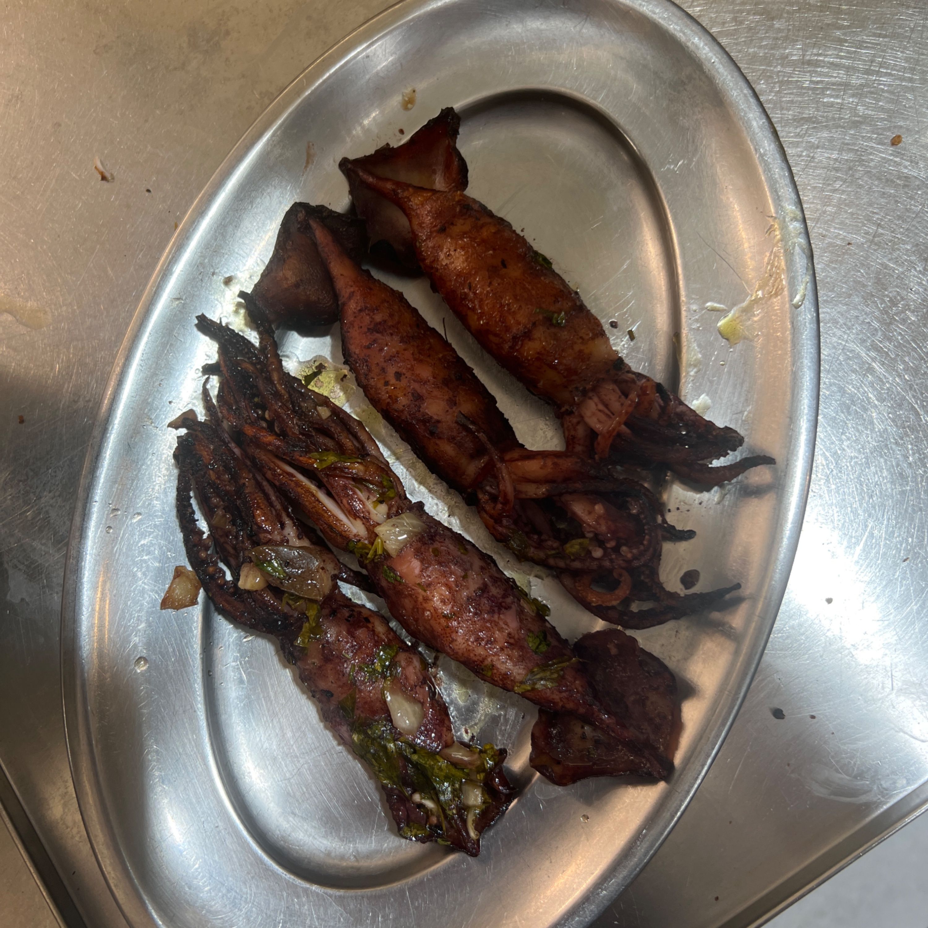 Lulas grelhadas c/ arroz e batata frita 1 dose