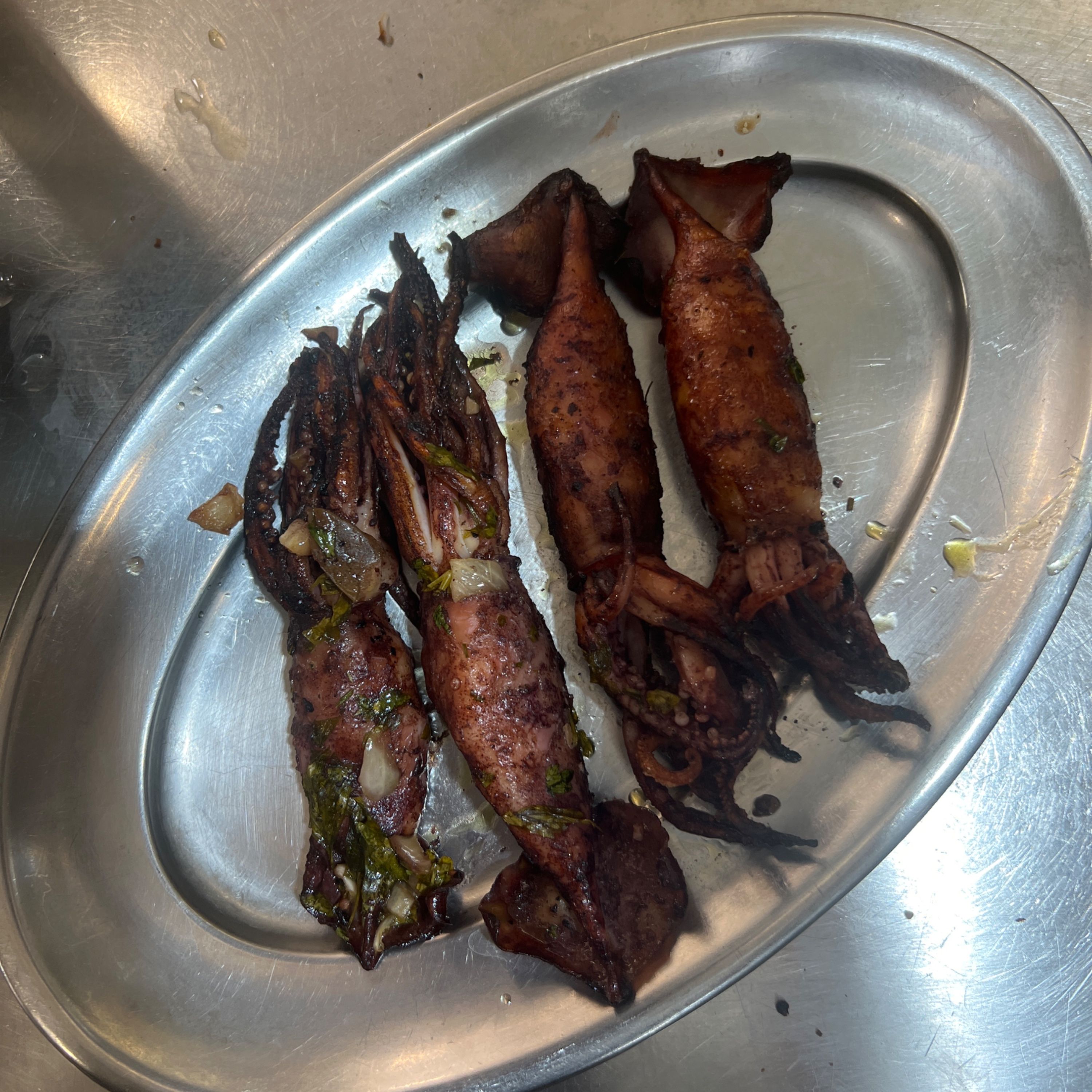 Lulas grelhadas c/ arroz e batata frita 1/2 dose