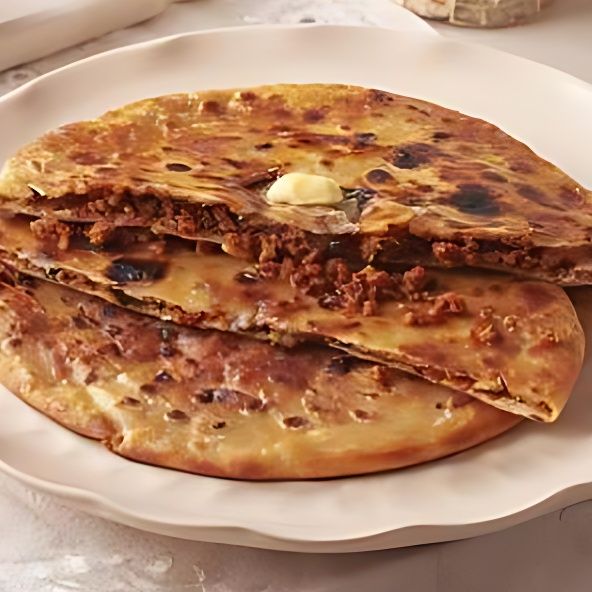 Pão indiano com carne picada