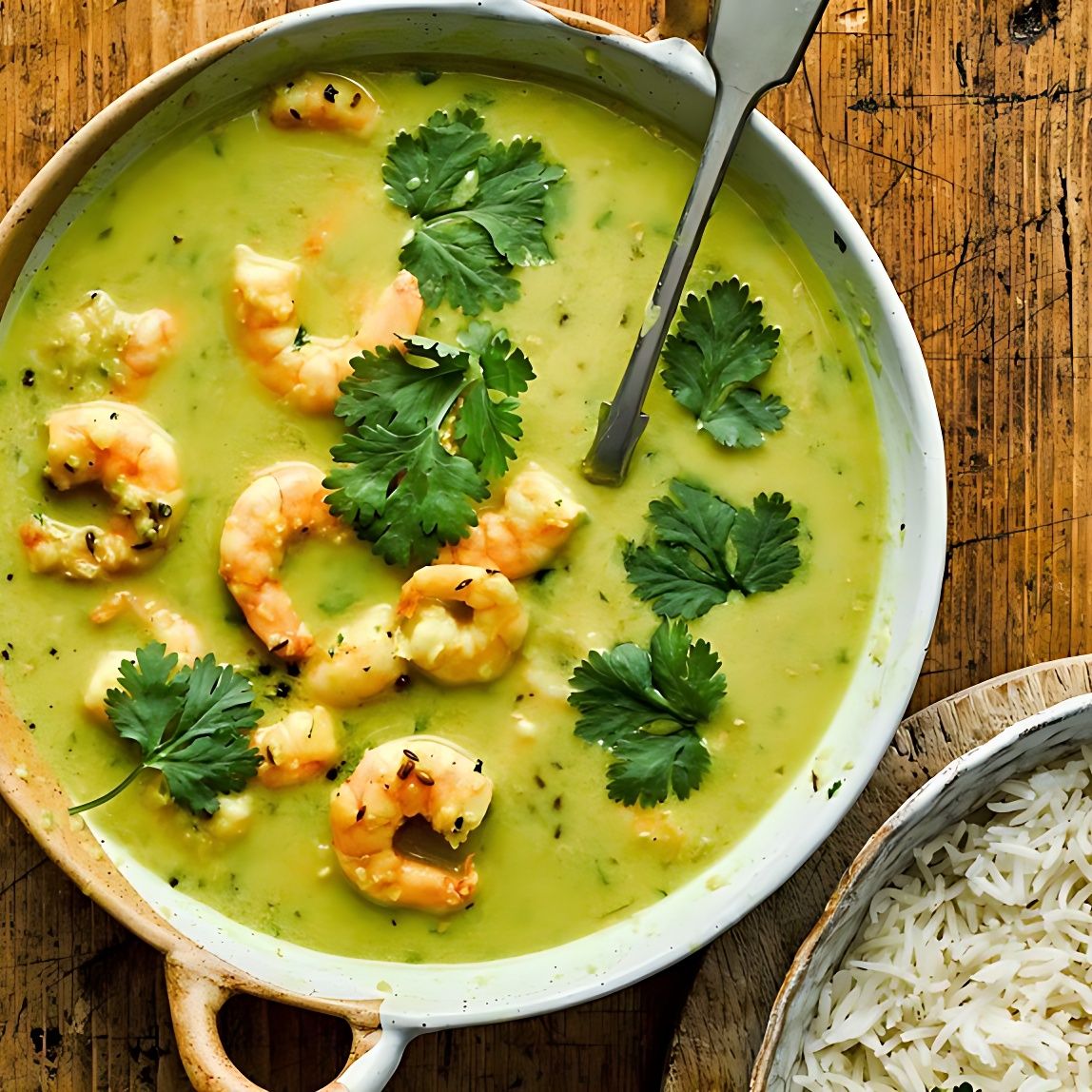 Caril verde de camarao