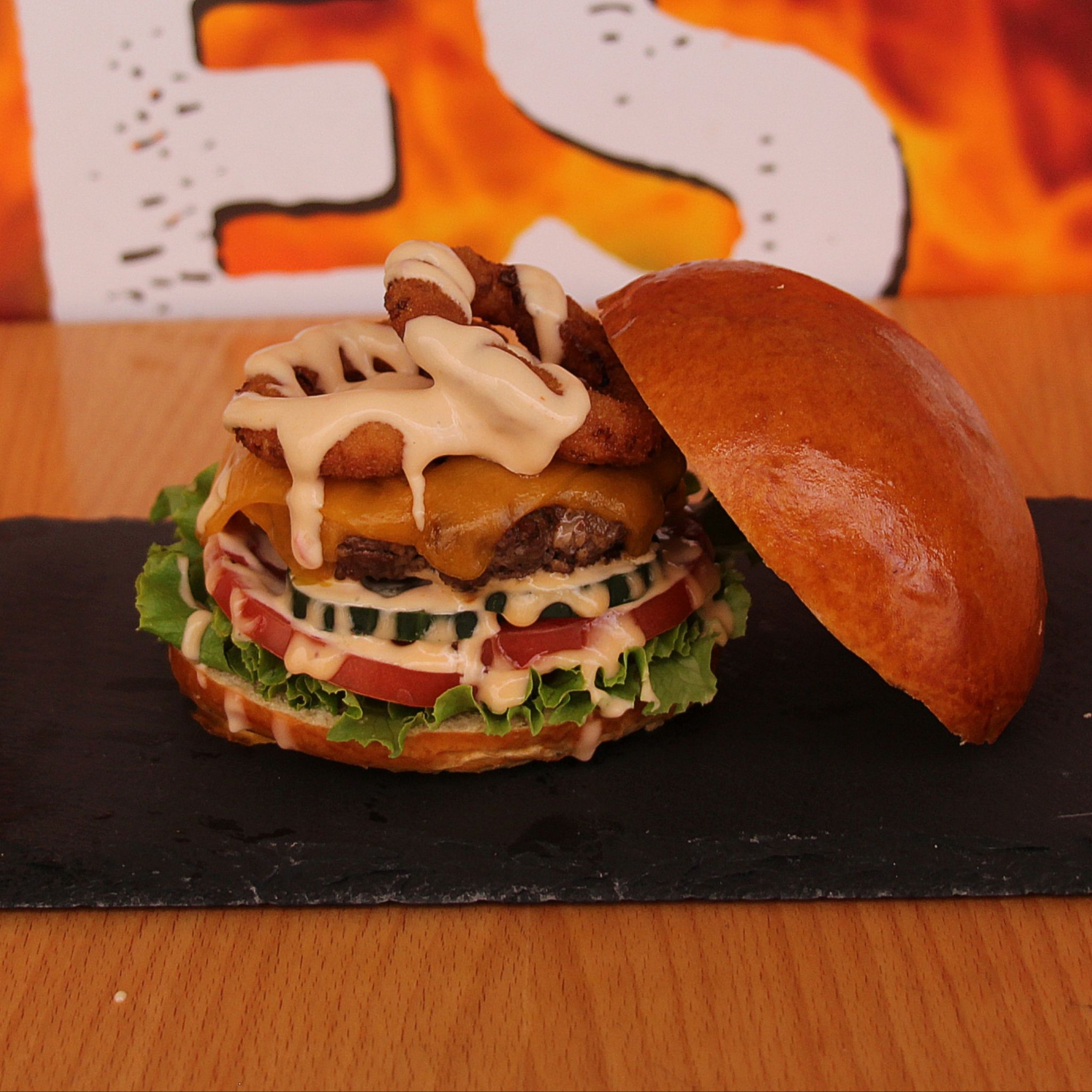 Mountain cheese burger