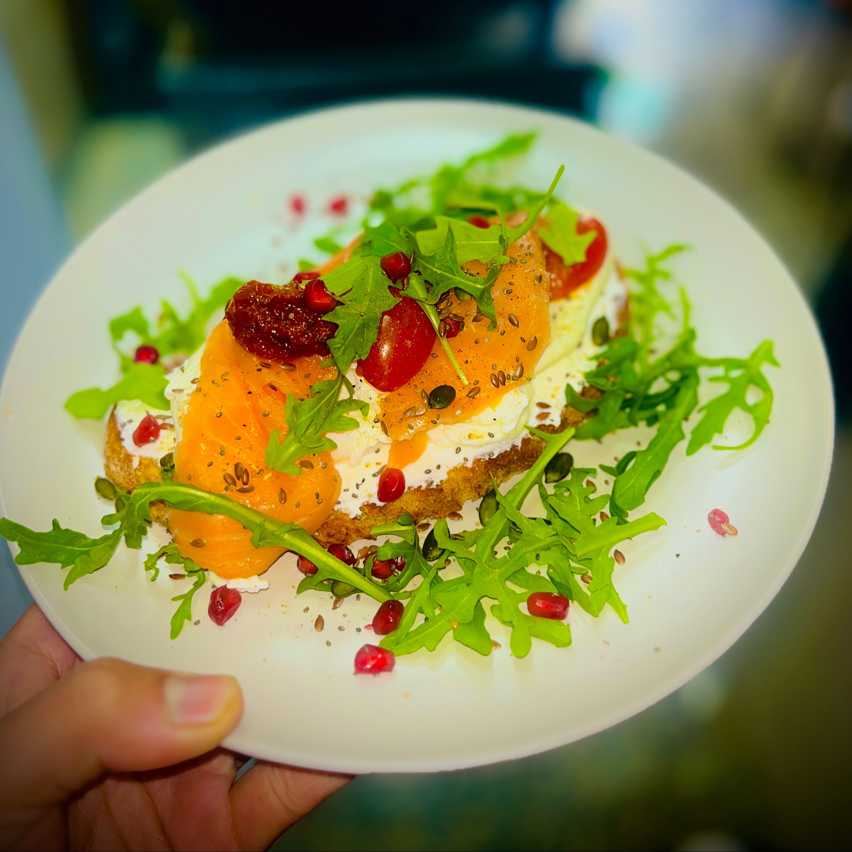 Salmon Toast with Poached Egg