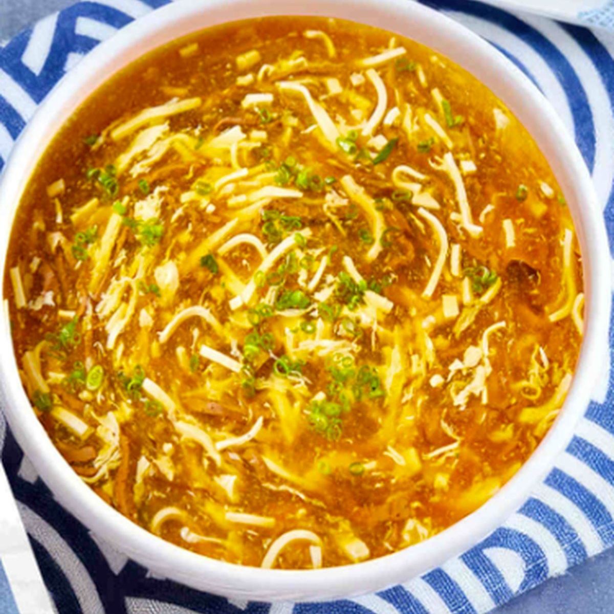 Hot and sour soup with shredded chicken