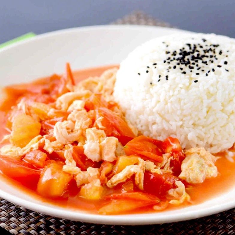 Tomato and egg rice bowl