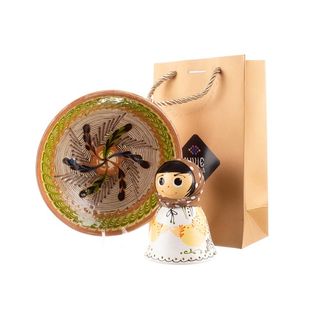 Set suvenir ceramica Horezu Unesco si papusa din ceramica 1 buc