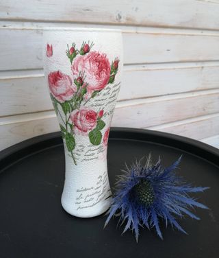 Vaza pictata trandafiri roz