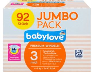 Babylove Premium Scutece Jumbo Nr.3 4-9Kg 92B (231706)