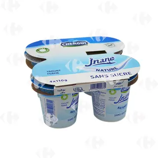 Chergui Jnane Yaourt Ferme Nature Sans Sucre Pack 4X110g