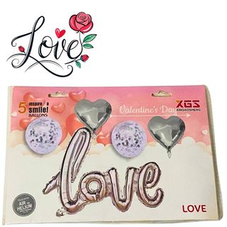 Pack Ballons LOVE Silver 5pcs