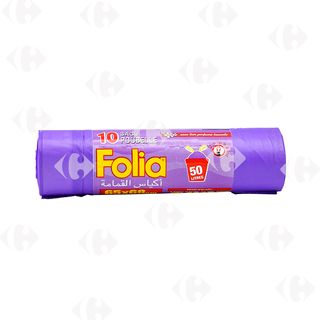 Sac Poubelle Parfumé Lien Coulissant 50L 64x68cm Folia 10 unités