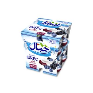 JIBAL Yaourt Grec Coulis Mûre & Myrtille – Pack 8 x 110g
