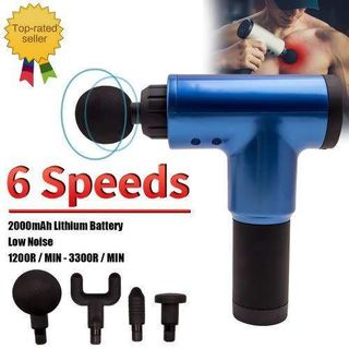 Pistolet de Massage musculaire à 4 têtes, 6 niveaux  de vitesse