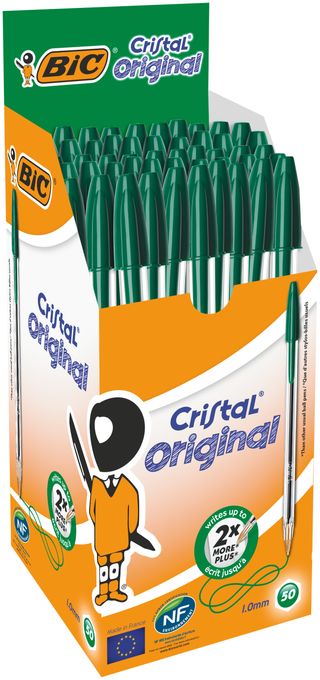BIC Cristal Original - Vert, Stylos-Bille Boîte de 50