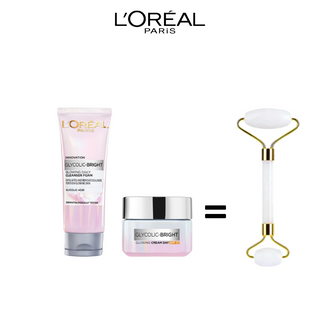 L'Oréal Paris Gel Nettoyant Glycolic-Bright 100Ml + Creme De Jour Glycolic-Bright 50Ml Spf 17 = Roller Offert