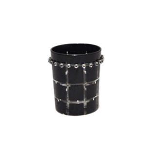 BOUGEOIRE STICK NOIR/ ARGENTE + PERLES 7CM PH 282