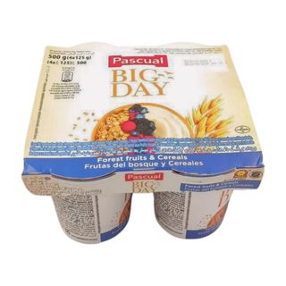 Pack Yaourt Big Day Fruits Rouges et Céréales Pascual 125g 4 unités