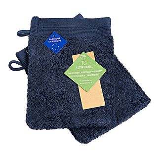 Tex Gants De Toilette En Coton Biologique - Bleu Le Lot De 2 Gants Dimensions : 16 *21 Cm Composition : 100% Coton Issu De L'Agriculture Biologique. 520G/M²