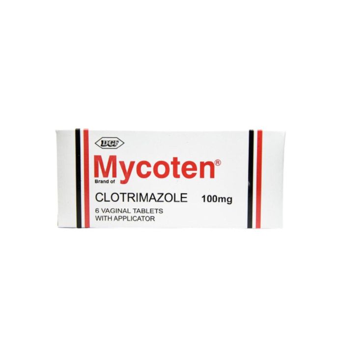 Mycoten Clotrimazole Tablets 100Mg, 6 Count