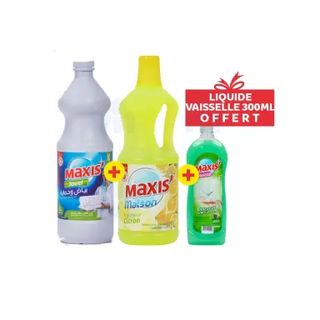 Nettoyant ménager 1L + eau de javel 1L + liquide vaisselle 300ml offert - MAXIS