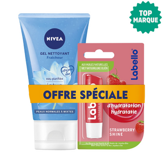 Pack Labello & Nivea Fruity Shine + Gel Nettoyant Fraîcheur Peaux Normales à Mixtes