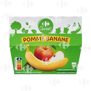 Compotes Pomme Banane Desserts Carrefour 100G X4