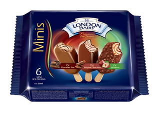 LONDON DAIRY MINI ALMOND+CARAMEL+BERRIES STICKS 6X60ML