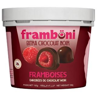 Framboni Framboises Enrobées Chocolat Noir 150G