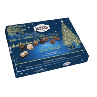 Chocolat Au Lait Noir & Blanc Les Festifs Assortiment Boîte Bleu 433G Jacquot