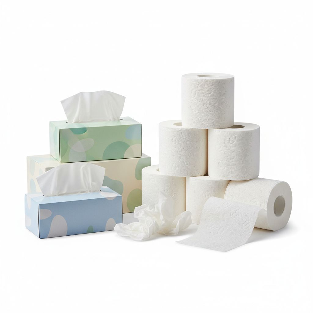 Mouchoirs et papiers toilette.