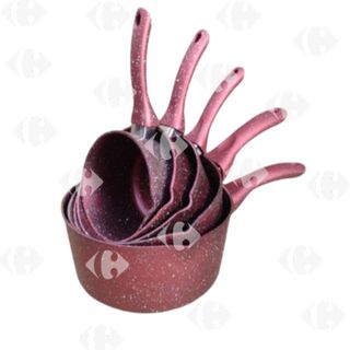 Lot de Casseroles en Granite Rouge Oms 5 unités