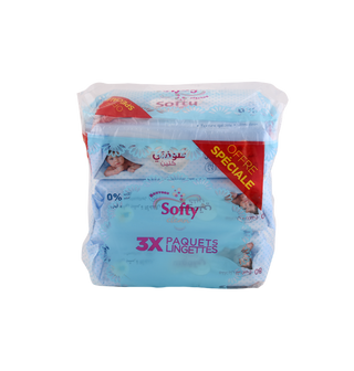 Lingettes pour bébé SOFTY CLEAN 80 Pièces-Lot de 3 - 410