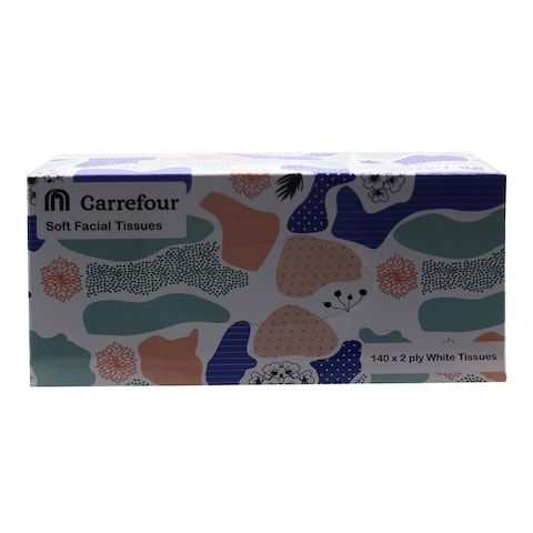 Carrefour Soft Facial Tissues White 140 Pieces