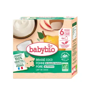 BABYBIO GOURDE BRASSE COCO POMME POIRE 4 X 85G