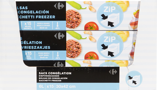 Sac Congélation Zip Carrefour 15 unités de 6L