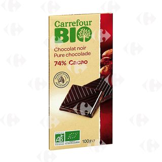 Tablette Chocolat Noir 74% Cacao Carrefour Bio 100g