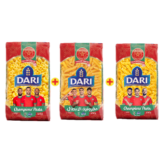 Pâtes courtes torsade penne coquille 3x500g - DARI