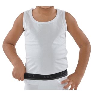 Débardeur Garçon en Coton Blanc à Col Rond - 8 Ans