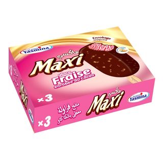Bâtonnets Glace Maxi Fraise Choco Yasmina 3 unités 80ml