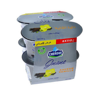 Yaourt ferme saveur vanille Jnane 8x110g - CHERGUI