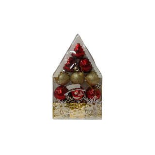 BOULE DE NOEL BOULE MIX DOREE /ROUGE  GOLD 20PSC BOITE HOME